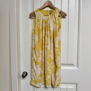 H&M Yellow Floral Chiffon Sleeveless Mini Shift Dress. Size XS